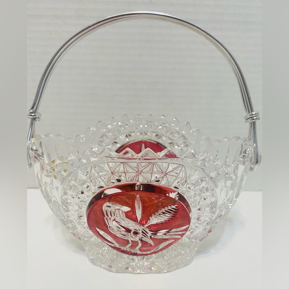 Hofbauer Collection The Ruby Byrds Lead crystal Vintage Basket‎